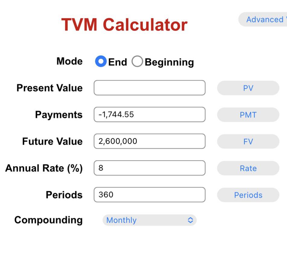 TVM Calculator Sample 1