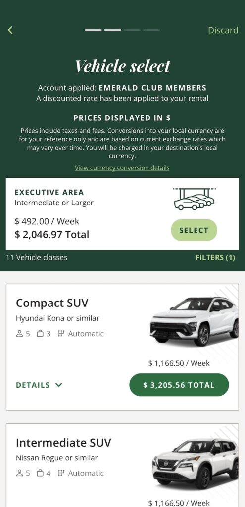 National Car Rental Emerald Club 手機 App 截圖