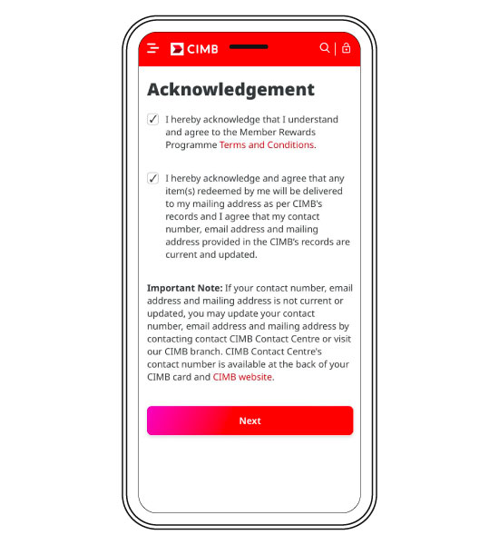Redeem CIMB Bonus Points - Step 4